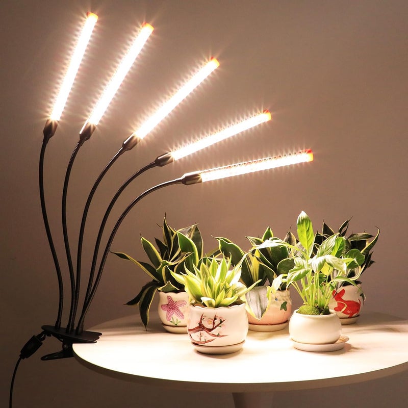 FECiDA GameChanger! 45W, NOT 15W, 5Head Strong Clip Grow Lights for Indoor Plants with Timer, Best Gift for Plants Lover, LED Plant Growing Lamp for Houseplants, Bonsai, Seed Starting, Seedlings, VEG, Flower - Image 2